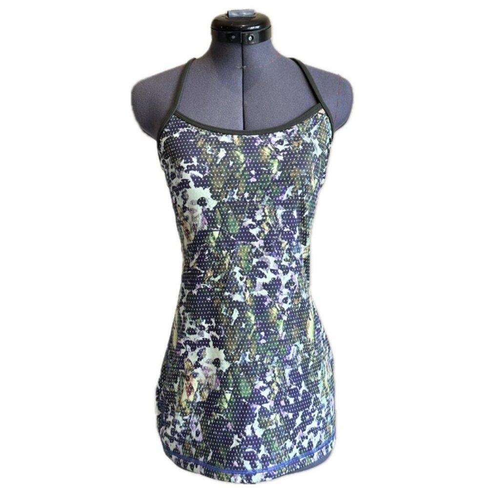 Lululemon Power Y Tank Luon Floral Sport White Multi Gator Green Flower